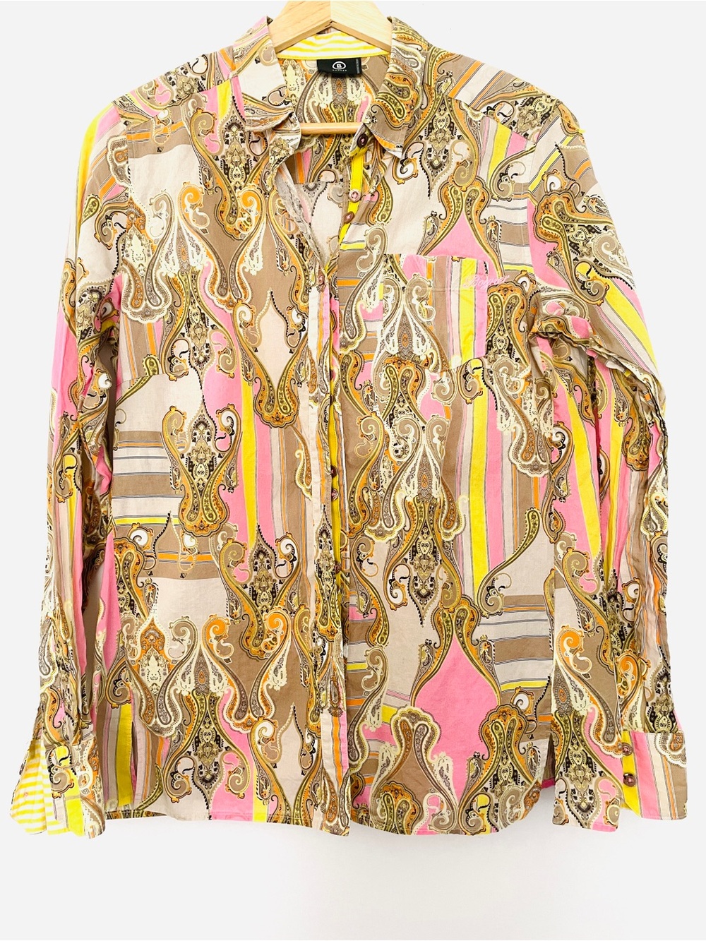 Bogner Multicolor Paisley Button-Up Shirt - Pink & Tan